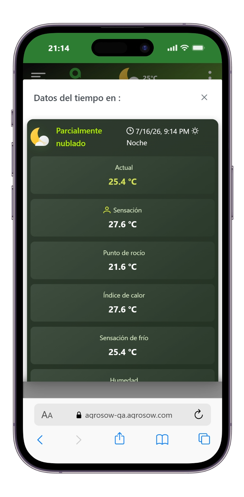 Información climática en AgroSow